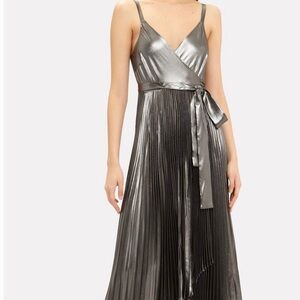 ALC Kristo Metallic Silver pleated midi cocktail formal dress New without tags 2